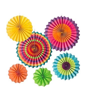 Buy  6pcs Party Fans Decoration For Wedding Birthday Fiesta Party Supplies Online 