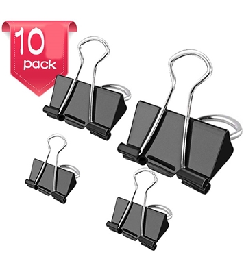 Buy Metal Paper Clips / Stationery Binders Clips Black (10 Pieces) 32mm Small Size Online