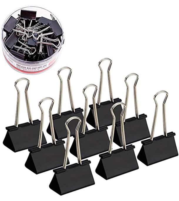 Buy Metal Paper Clips / Stationery Binders Clips Black (10 Pieces) 32mm Small Size Online