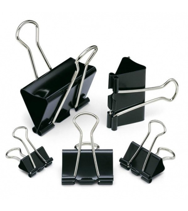 Buy Metal Paper Clips / Stationery Binders Clips Black (10 Pieces) 32mm Small Size Online