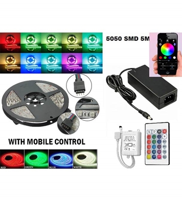 Buy 16 Color 16 Feet Rgb Fixable Strip Light With Remote Control Also ( Mobile Control) And Adapter Online at Best Price