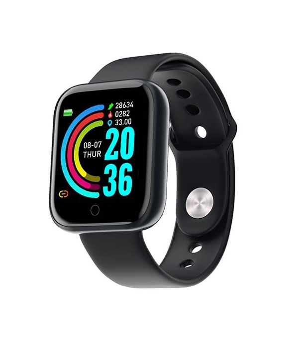 Y68 Heart Rate Monitor Fitness Tracker Man Women Wearable IP67 Waterproof Smart watch Black