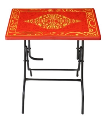 Buy Two Seated Restaurant Table Printed Red-TEL Online at Best Price