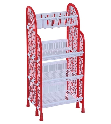 Buy Modern Kitchen Rack 4 Step Red