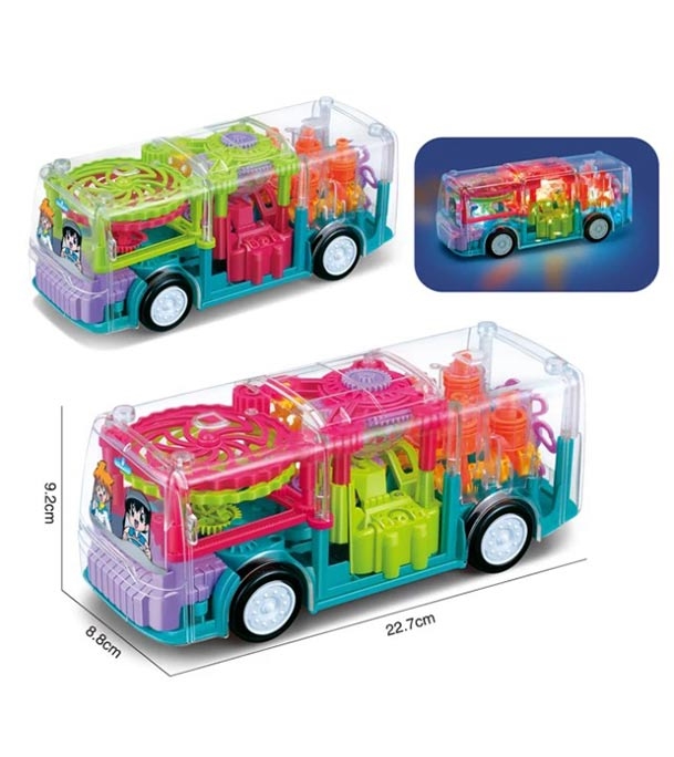 Transparent Gear BUS Toy with Lights And Music