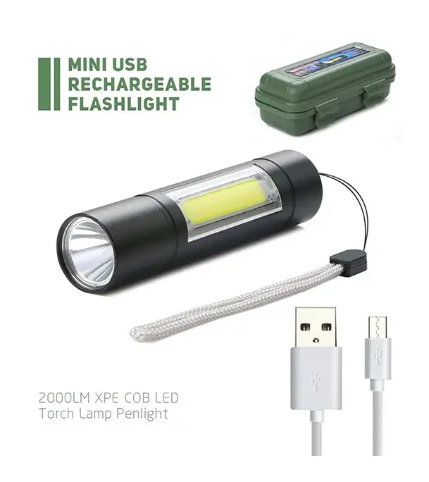 Buy Rechargeable Flashlight Torch LED USB Portable Torches 4 Modes Mini Camping Lighting Online at Best Price