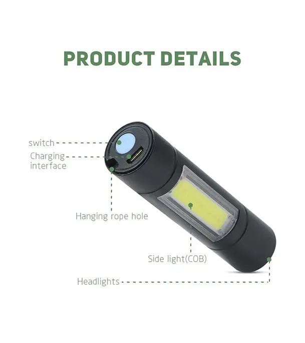 Buy Rechargeable Flashlight Torch LED USB Portable Torches 4 Modes Mini Camping Lighting Online at Best Price