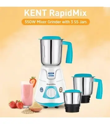 Buy KENT 550W RapidMix 16077 Mixer Grinder 3 Stainless Steel Jars Blue 