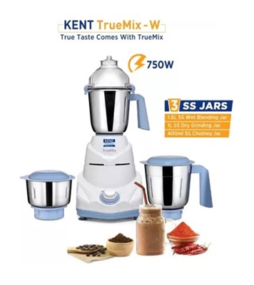 Buy KENT 750W Mixer Grinder 16064 TrueMix 3 Stainless Steel Jar Including Chutney Jar White Online at Best Price