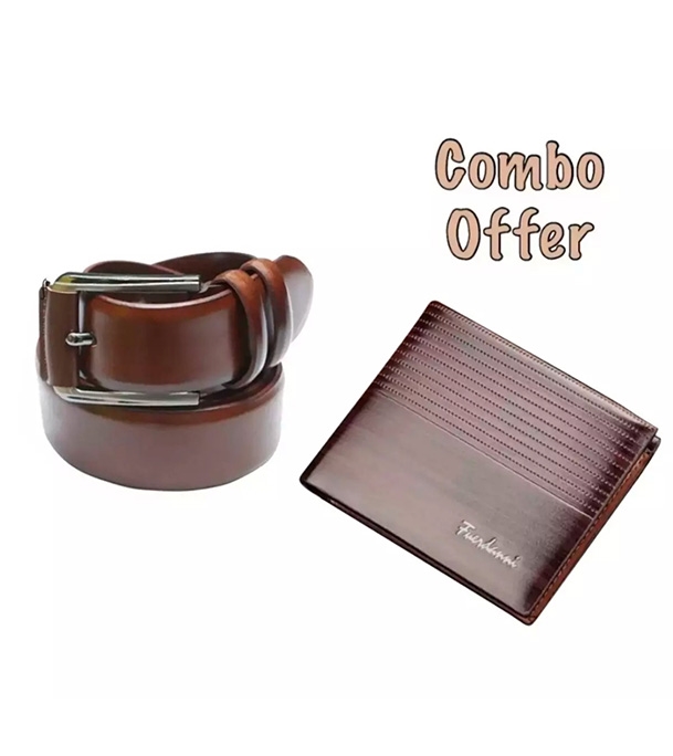 Men's Stylish Waist Belt And Wallet Combo Chocolate at Best Price In Bangladesh