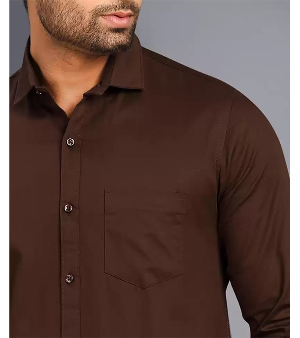Picture of Men's Full Sleeve Casual Shirt Coffee 