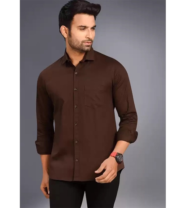 Picture of Men's Full Sleeve Casual Shirt Coffee 