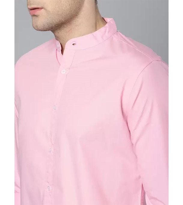 Men's Premium Casual Band Collar Shirt Pink at Best Price In Bangladesh