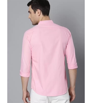 Men's Premium Casual Band Collar Shirt Pink at Best Price In Bangladesh