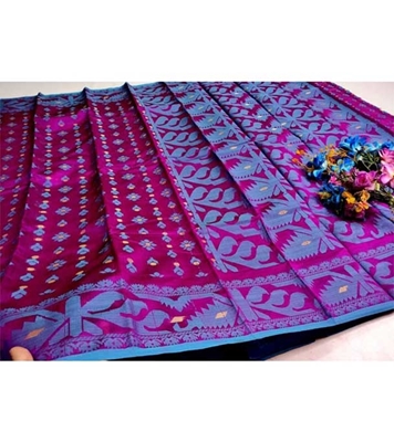 Women's Fashionable Half Silk Jamdani Saree at Best Price In Bangladesh