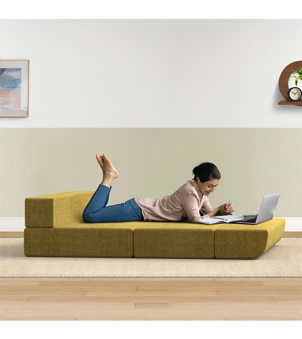 Picture of REGAL Sofa Cum Bed-Yellow SCB-205-6-2-07(DOUBLE)(Febric-2120)