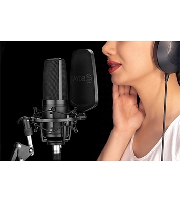 Picture of BOYA BY-M1000 Professional Large Diaphragm Condenser Microphone Podcast Mic Kit Support Cardioid/ Omnidirectional/ Bidirectional