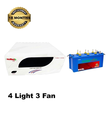 Buy Hamko 600va IPS  & Saif Power IB 100 AH IPS Battery Combo 3 Fan & 4 Light Online