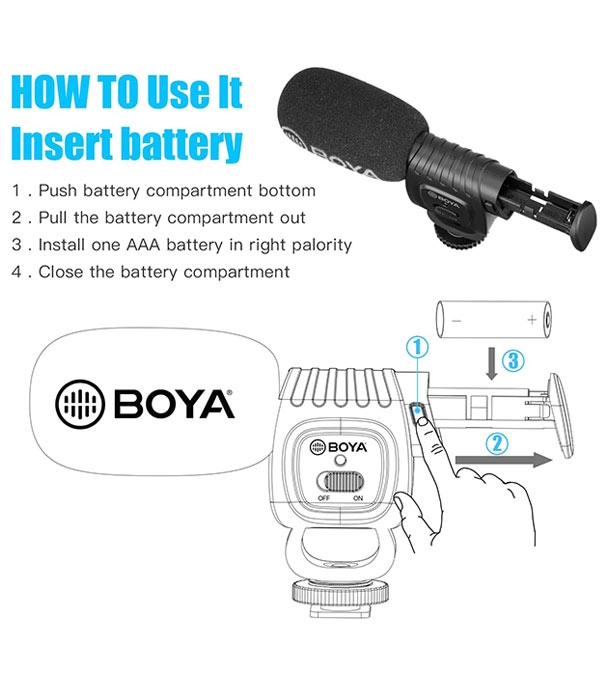 Picture of BOYA BY-BM3011 Camera Microphone, Shotgun Microphone with Shock Mount Foam Deadcat Windscreen Super Cardioid Video Microphone for Camera and Camcorders iPhone Android Smartphones