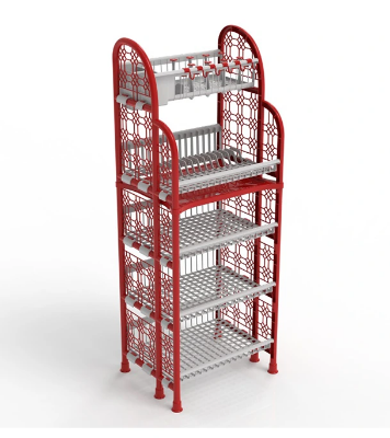 Hexagonal Standard kitchen Rack 5 Step-Red 