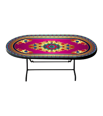 Buy Dining Table 6 Seat Family S/L Print Sunlit Pro-Black Online at Best Price