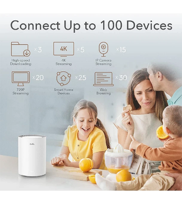 Picture of Cudy 2022 New WiFi 6 Mesh WiFi, AX1800 Whole Home Mesh WiFi System - Covers up to 5000 Sq. Ft, 5G Gigabit WiFi 6 VPN Router and Extender, Parental Control, Open VPN, 2-Pack