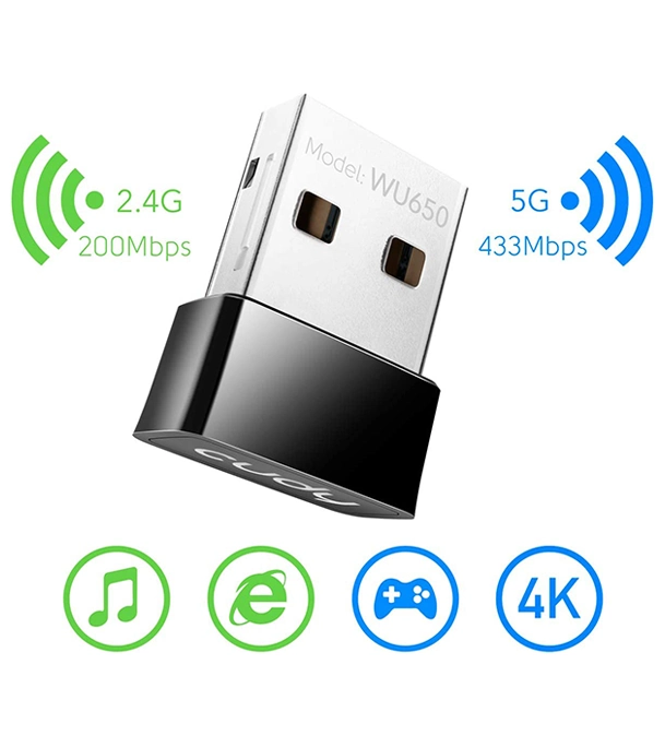 Picture of Cudy AC 650Mbps USB WiFi Adapter for PC, 5GHz/2.4GHz Wireless Dongle, WiFi USB, USB Wireless Adapter for Laptop - Nano Size, Compatible with Windows XP / 7 / 8.x /10/11, Mac OS