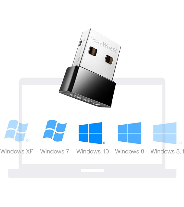 Picture of Cudy AC 650Mbps USB WiFi Adapter for PC, 5GHz/2.4GHz Wireless Dongle, WiFi USB, USB Wireless Adapter for Laptop - Nano Size, Compatible with Windows XP / 7 / 8.x /10/11, Mac OS