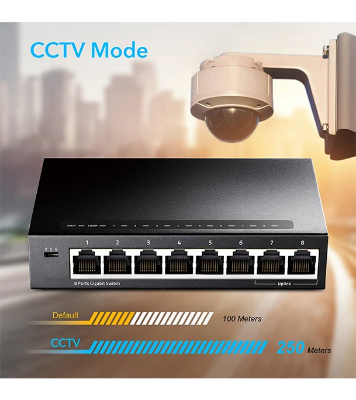Picture of Cudy GS108 8-Port Gigabit Ethernet Unmanaged Switch - Desktop, Fanless, 10/100/1000Mbps Shielded Ports, Plug and Play, Sturdy Metal Housing