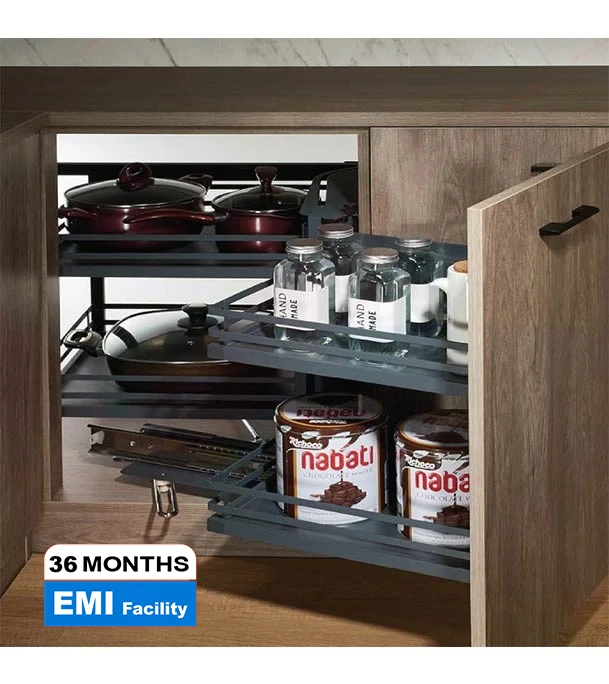 Picture of WELLMAX Flat Iron Wooden Basket Kitchen Magic Corner - WMC GB5 (Best Price)