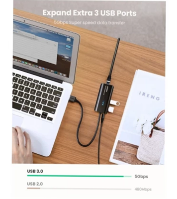 Buy UGREEN 20265 USB 3.0 Hub with Gigabit Ethernet Adapter at Best Price In Bangladesh