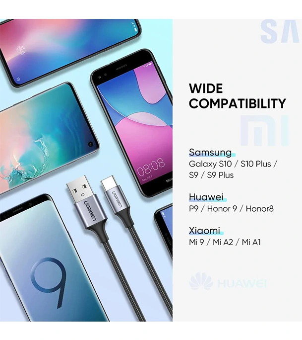 Buy UGREEN 60126 USB-A 2.0 to USB-C Cable Nickel Plating Aluminum Braid 1m Black at Best Price In Bangladesh