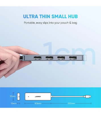Buy UGREEN 70336 4-Port USB3.0 Hub with USB-C Power Supply at Best Price In Bangladesh