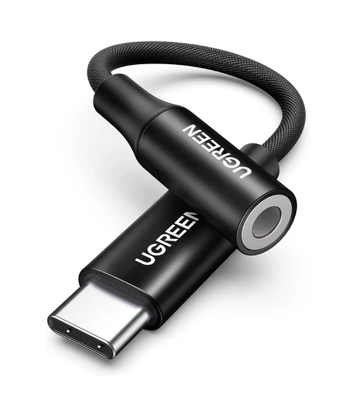 Buy UGREEN 80154 USB-C to 3.5mm M/F Cable Aluminum Shell with Braided 10cm Space Gray at Best Price In Bangladesh