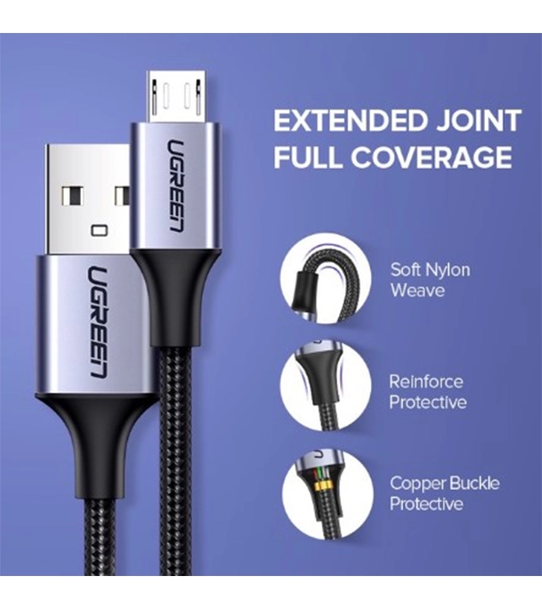 Buy UGREEN 60146 US290 Micro USB 2.0 Cable 1M Metal/Black at Best Price In Bangladesh