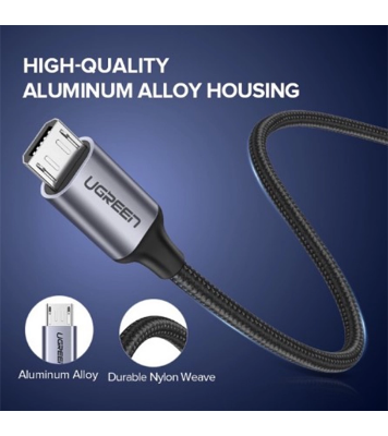 Buy UGREEN 60146 US290 Micro USB 2.0 Cable 1M Metal/Black at Best Price In Bangladesh