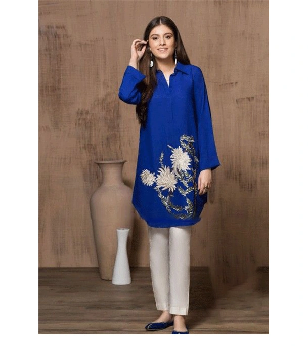 Picture of Women's Fashionable Dubai Cherry Fabric Kurti + Pant (2 Pcs)