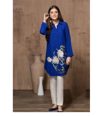 Picture of Women's Fashionable Dubai Cherry Fabric Kurti + Pant (2 Pcs)