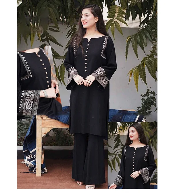 Picture of Women's Fashionable Dubai Cherry Fabric Kurti + Pant (2 Pcs)