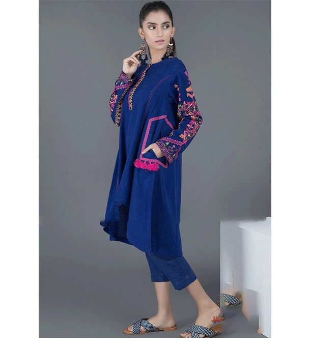 Picture of Women's Fashionable Dubai Cherry Fabric Kurti + Pant (2 Pcs)