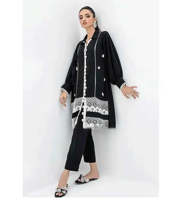 Picture of Women's Fashionable Dubai Cherry Fabric Kurti + Pant (2 Pcs)