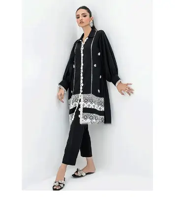 Picture of Women's Fashionable Dubai Cherry Fabric Kurti + Pant (2 Pcs)