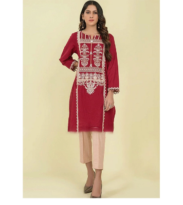 Picture of Women's Fashionable Dubai Cherry Fabric Kurti + Pant (2 Pcs)