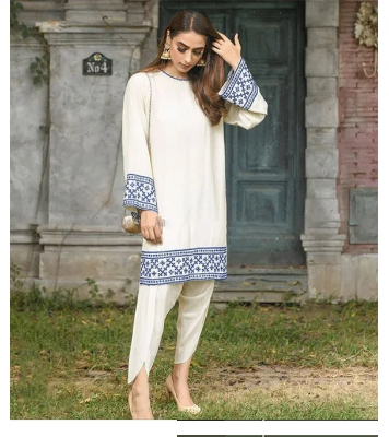 Picture of Women's Fashionable Dubai Cherry Fabric Kurti + Pant (2 Pcs)