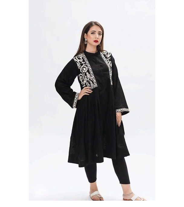 Picture of Women's Fashionable Dubai Cherry Fabric Kurti + Pant (2 Pcs)