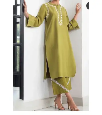 Picture of Women's Fashionable Dubai Cherry Fabric Kurti + Pant (2 Pcs)