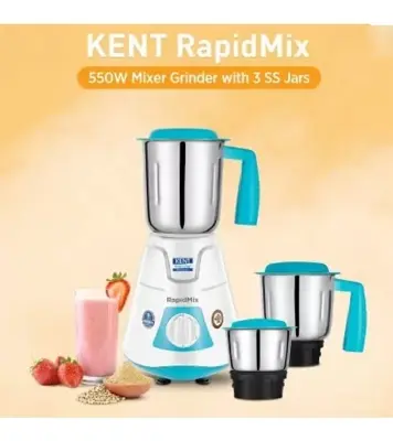 Buy KENT 550W RapidMix 16077 Mixer Grinder 3 Stainless Steel Jars Blue 