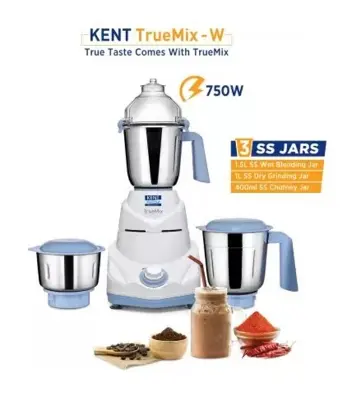 Buy KENT 750W Mixer Grinder 16064 TrueMix 3 Stainless Steel Jar Including Chutney Jar White Online at Best Price