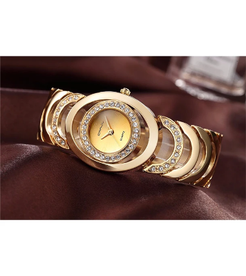 Buy CRRJU 2201 Luxury Famous Brands Gold Rhinestone Bracelet Ladies Wrist Watch Online at Best Price