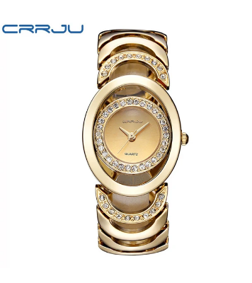 Buy CRRJU 2201 Luxury Famous Brands Gold Rhinestone Bracelet Ladies Wrist Watch Online at Best Price